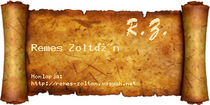 Remes Zoltán névjegykártya